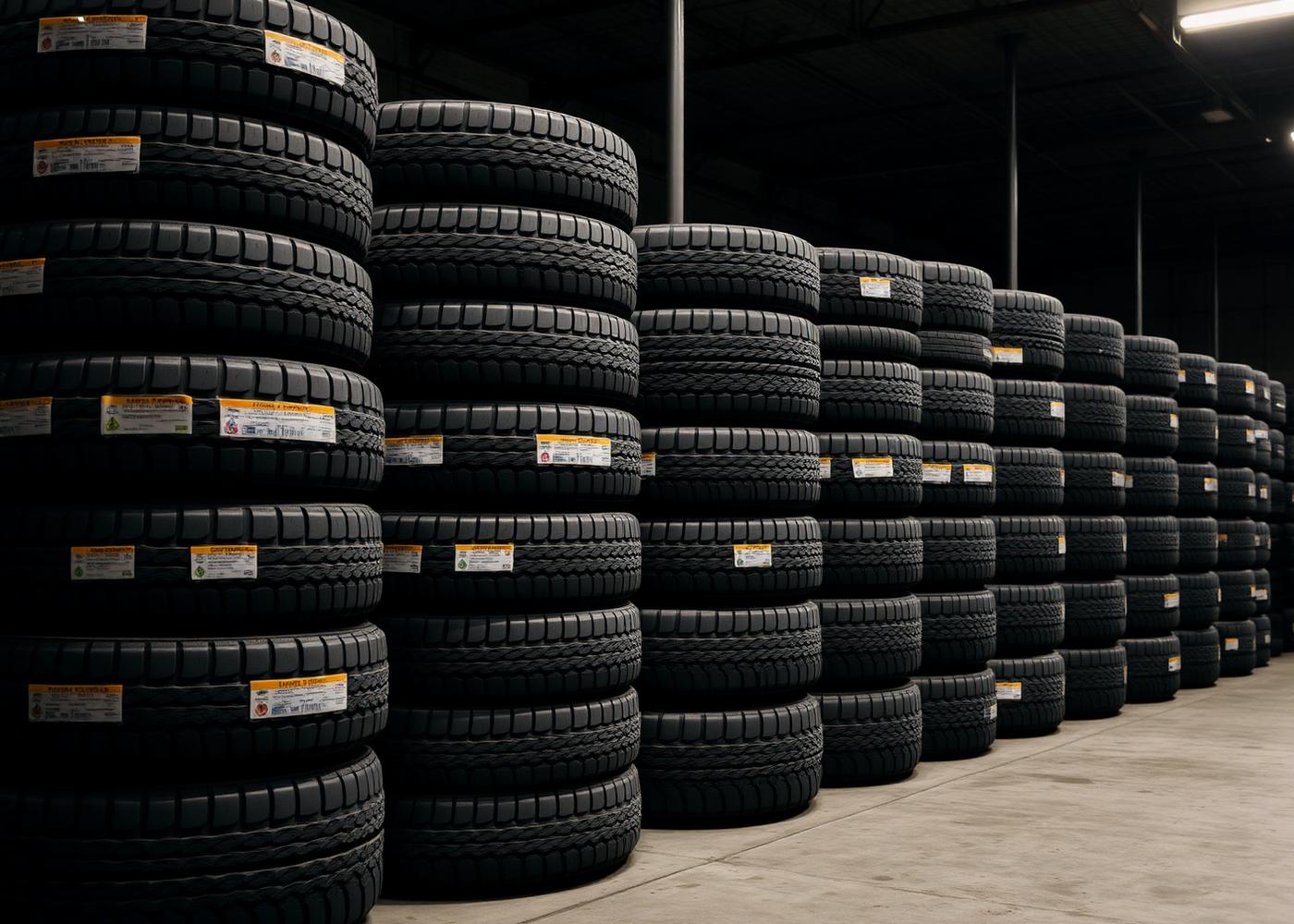 Stacks of new tyres